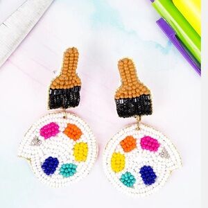 Colorful Paint Palette Earrings - Seed Bead